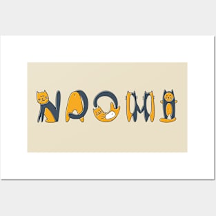 Naomi | Girl Name | Cat Lover | Cat Illustration Posters and Art